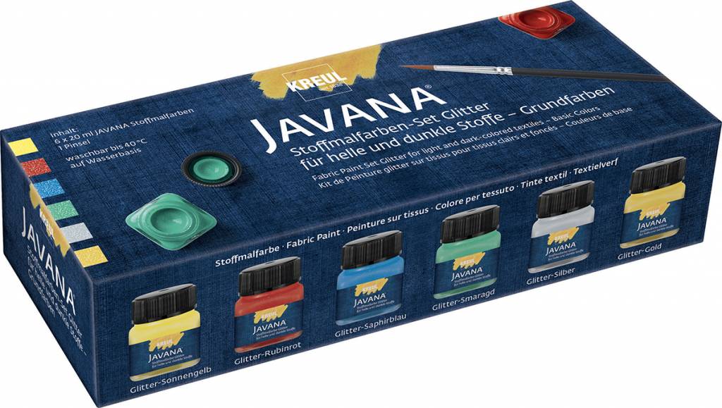Sada barev na textil Javana 6x20ml Glitter