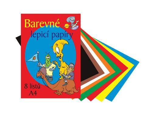 Barevné papíry lepicí A4 - 8 listů
