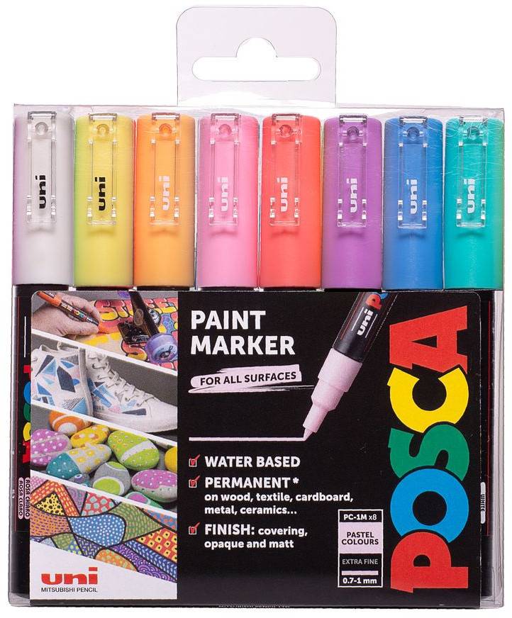 Pastelové fixy Posca  PC-1M - sada 8ks