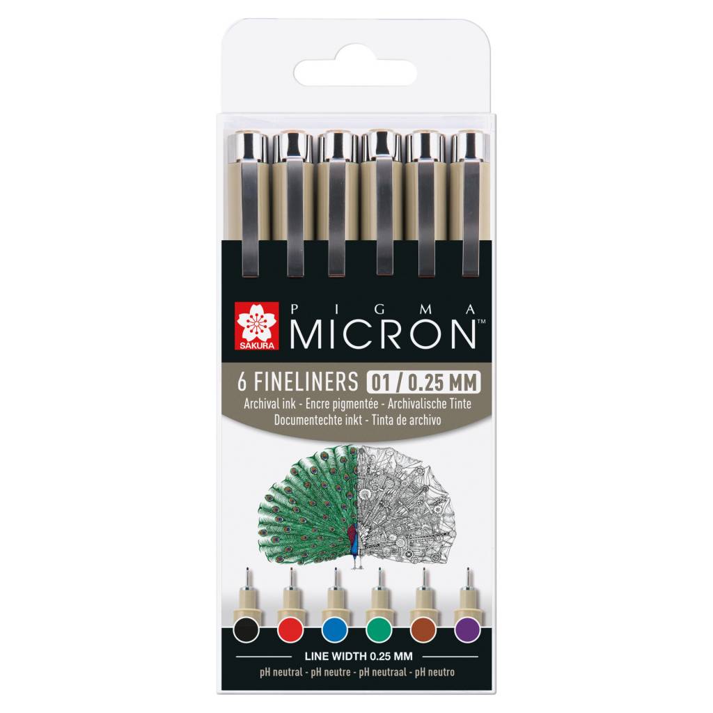 Sada Pigma Micron 01 - barevná sada 6ks