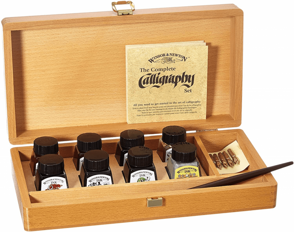 Kaligrafická sada Winsor & Newton v dřevěné kazetě