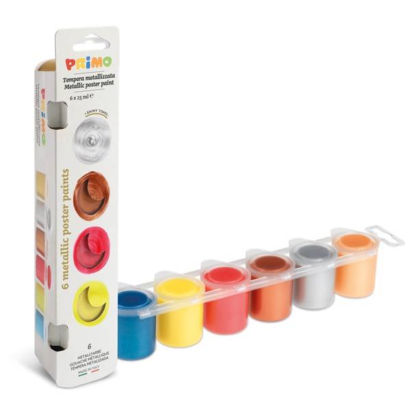 Metalické temperové barvy - 6x25ml