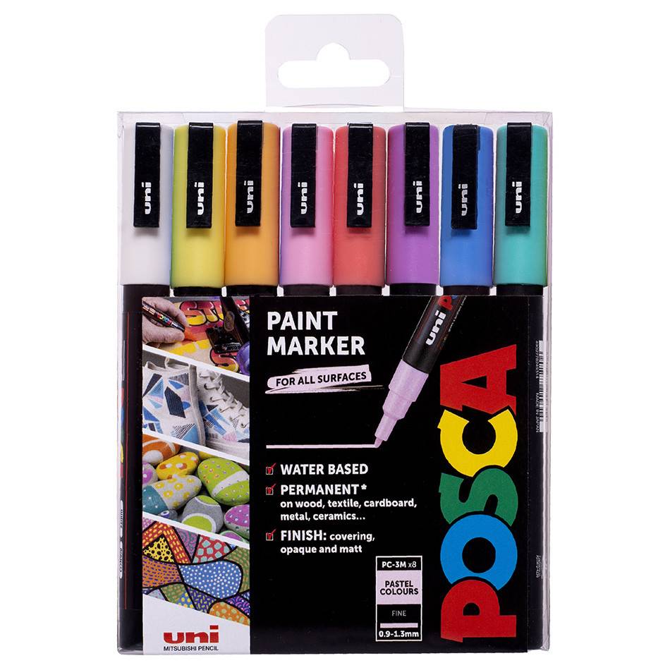Pastelové fixy Posca PC-3M - sada 8ks