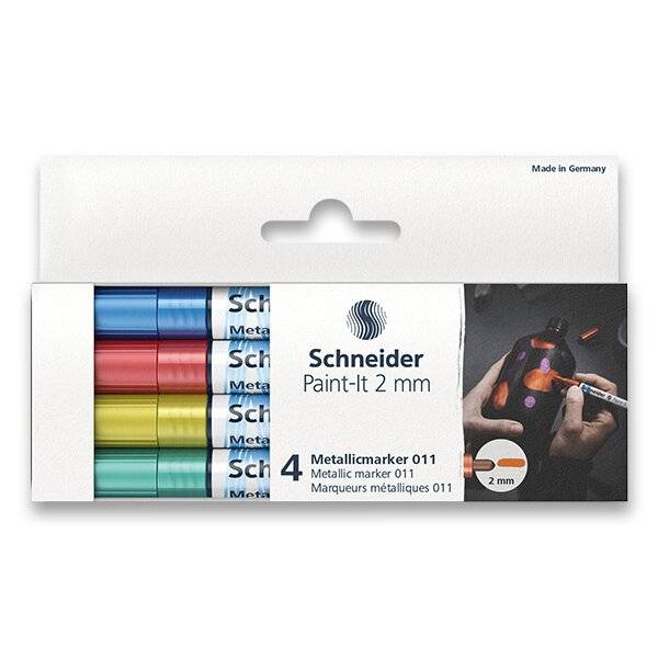 Sada metalických popisovačů Schneider 4ks, hrot 2mm