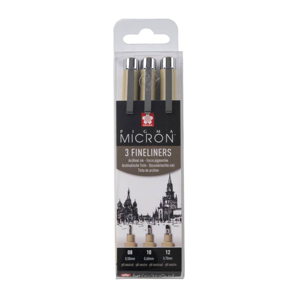 Sakura Pigma Micron sada 3ks (hrot 08, 10, 12)