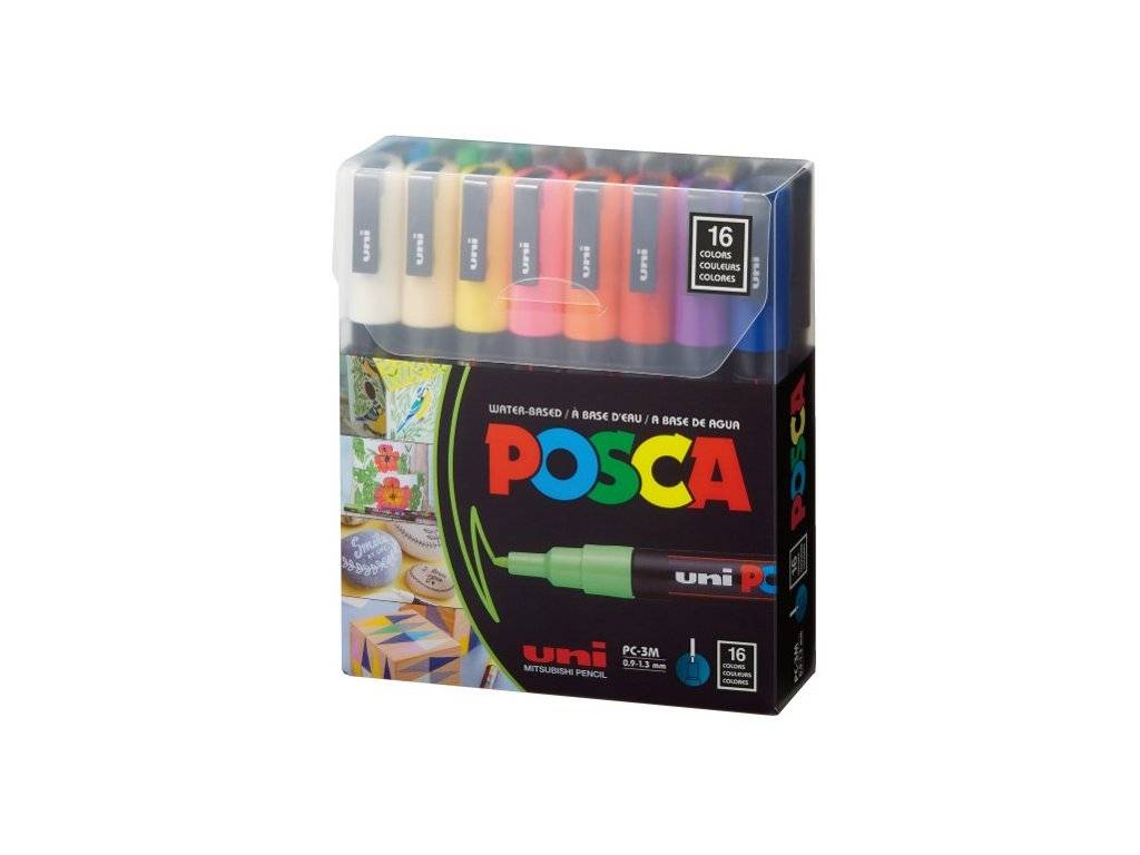 Akrylové fixy Posca PC-3M - sada 16ks