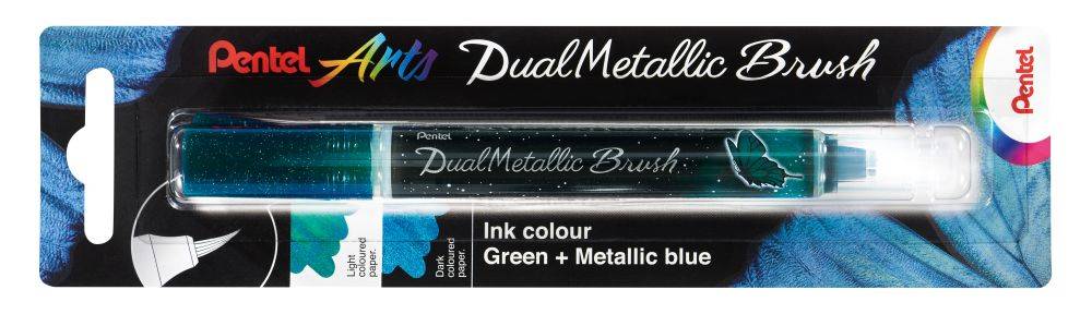 Pentel Dual Metallic Brush - různé druhy: Green + Metallic blue