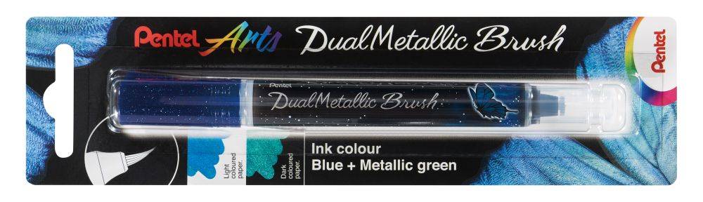 Pentel Dual Metallic Brush - různé druhy: Blue + Metallic green