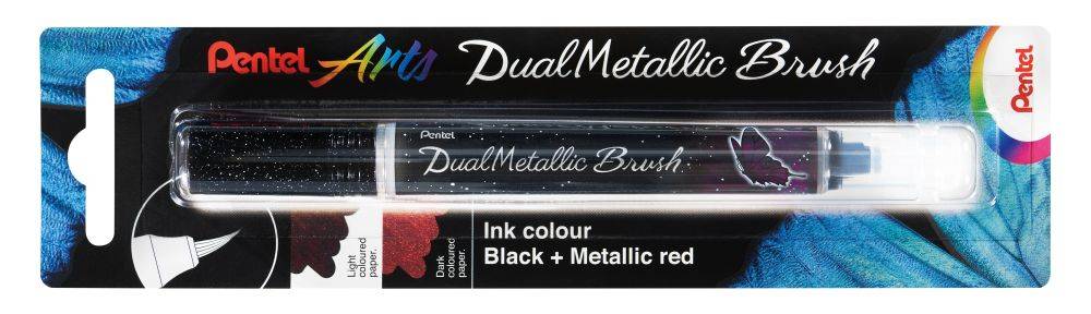 Pentel Dual Metallic Brush - různé druhy: Black + Metallic red
