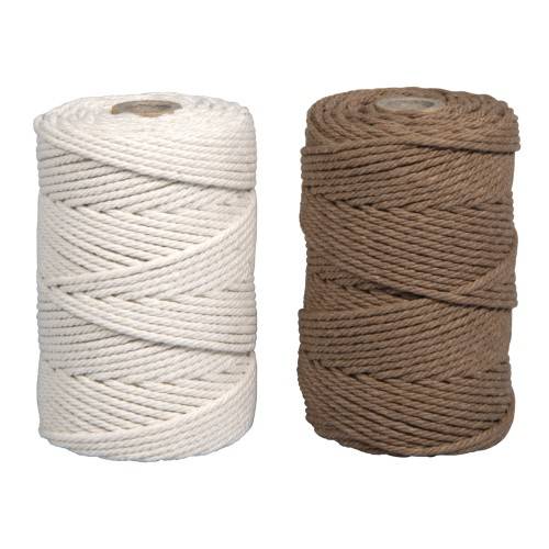 Příze na macramé set - přírodní, hnědá - 2x70m, pr.2,2mm
