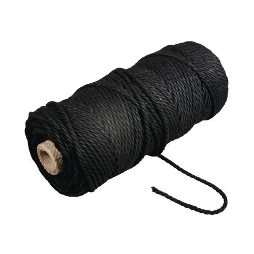 Příze na macramé - černá - 70m, pr.3,7mm