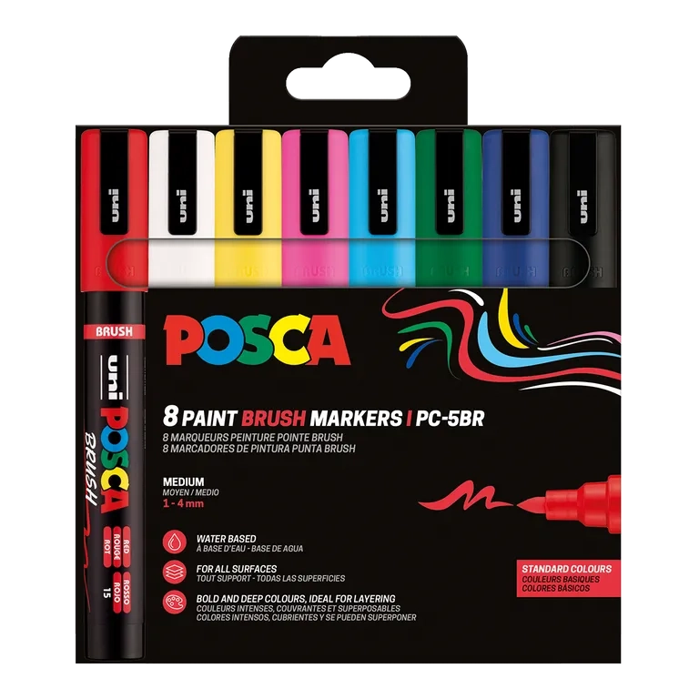 Fixy Posca štětcový hrot PC- 5BR-sada 8 ks
