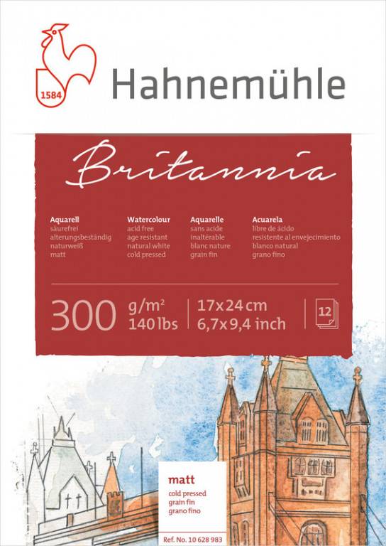 Akvarelový blok Britannia 17x24cm - za studena lisovaný