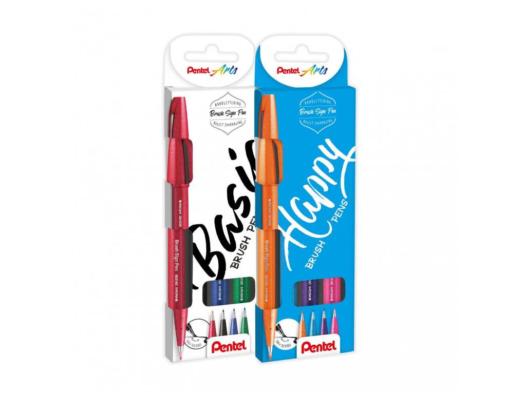 Různé sady popisovačů Pentel Brush Sign Pen 4ks
