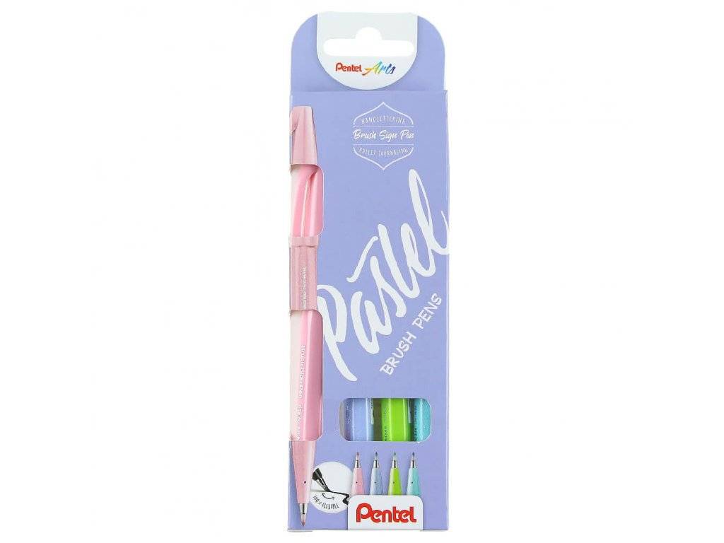 Různé sady popisovačů Pentel Brush Sign Pen 4ks: Pastel