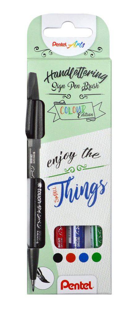 Různé sady popisovačů Pentel Brush Sign Pen 4ks: Basic